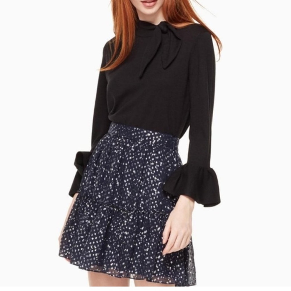 Kate Spade Night Sky lurex dot skirt rich navy